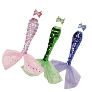 Mermaid outfits in rainbow-pink, green and blue for your Barbies and other fashion dolls.